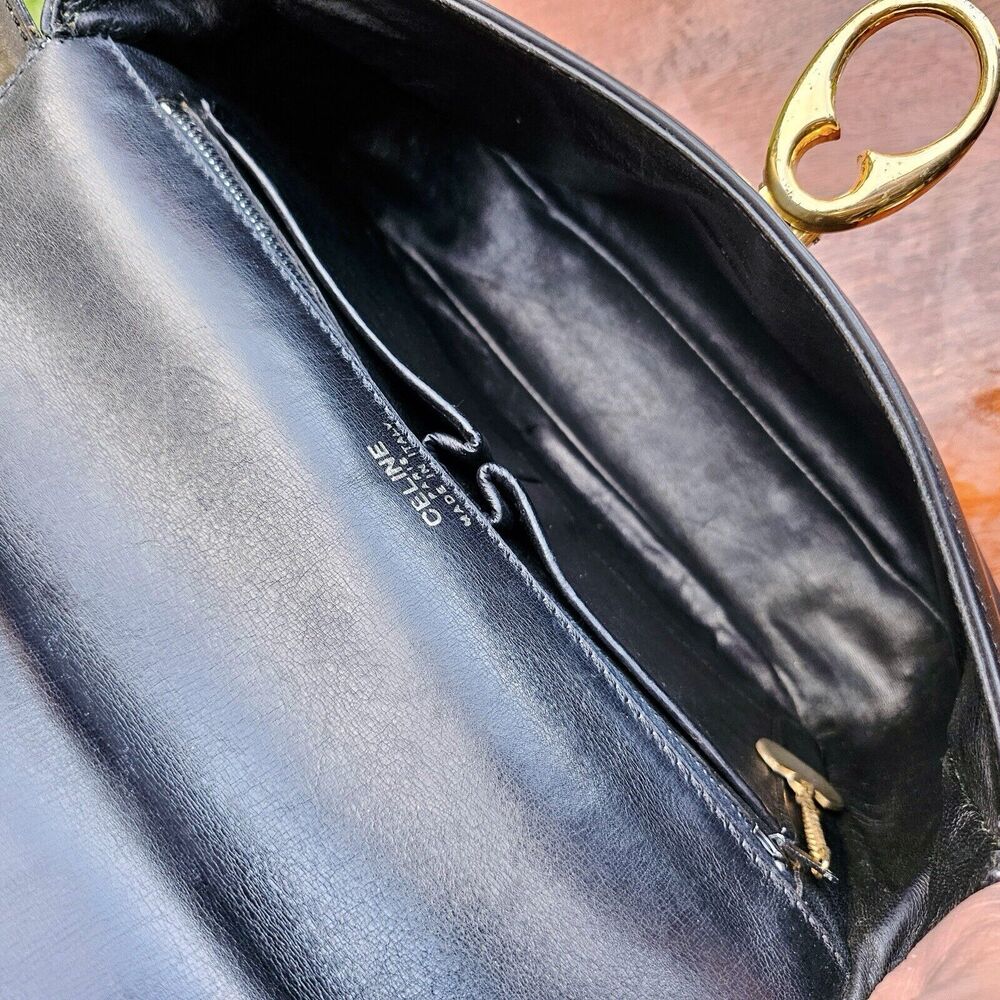 Vintage CELINE Horse Carriage Black Italy Leather Shoulder Bag - Picture 10 of 12